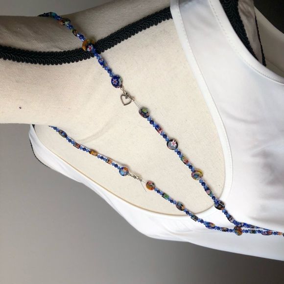 UPDATED: Millefiori (as is) glass bead double strand with heart pendant - Picture 6 of 7